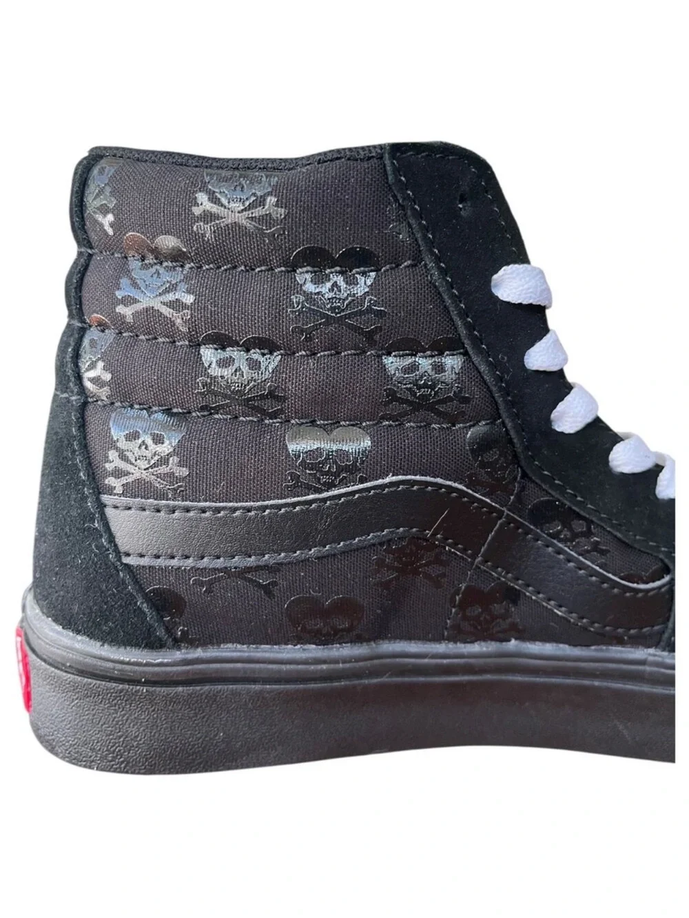 Off The Wall Vans Black High-Top Sneakers with White Laces and Logo Tongue